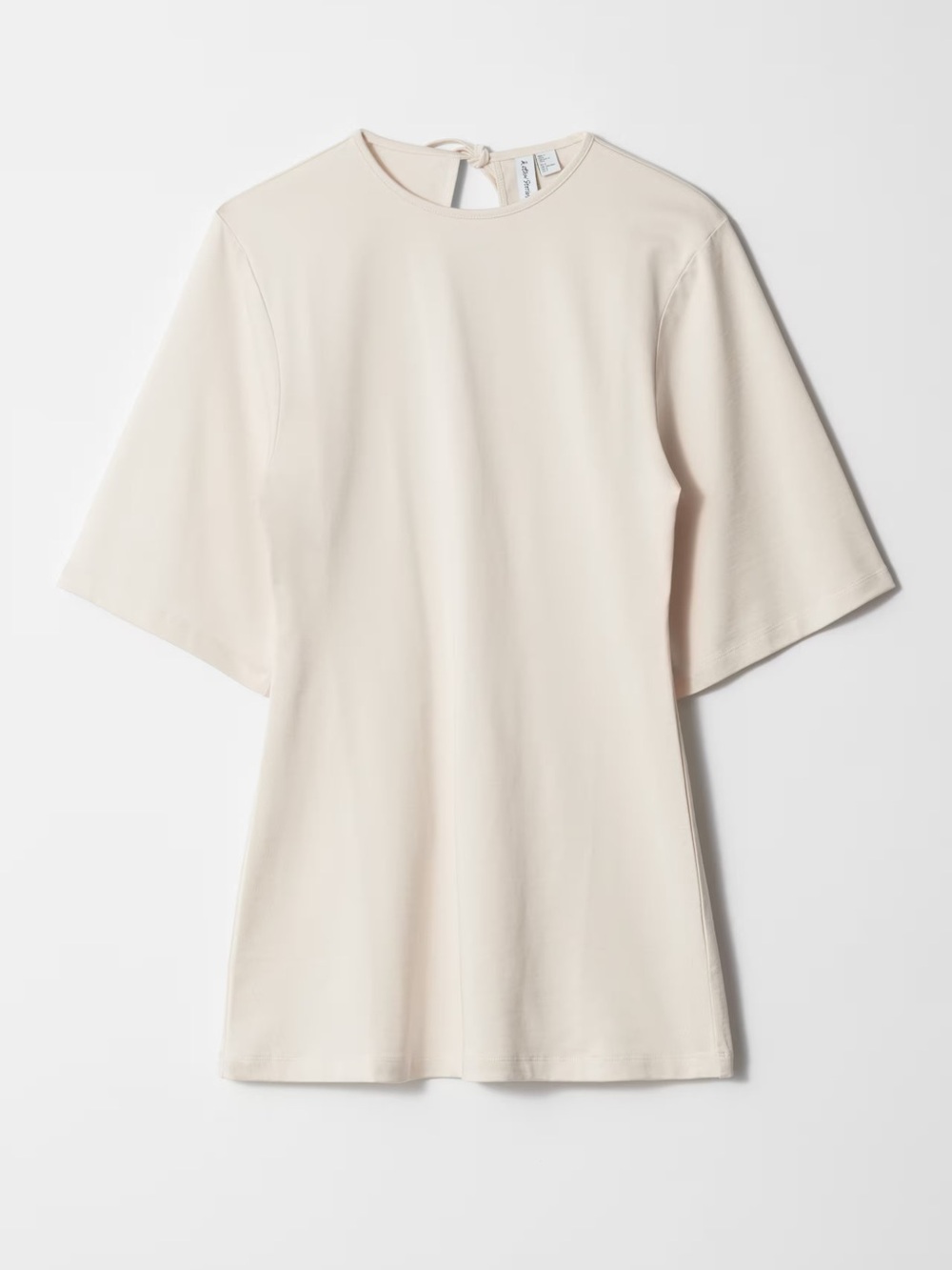 & Other Stories Women M Natural Tie Back Long Fitted T-Shirt Mini Dress NWT - Picture 1 of 14